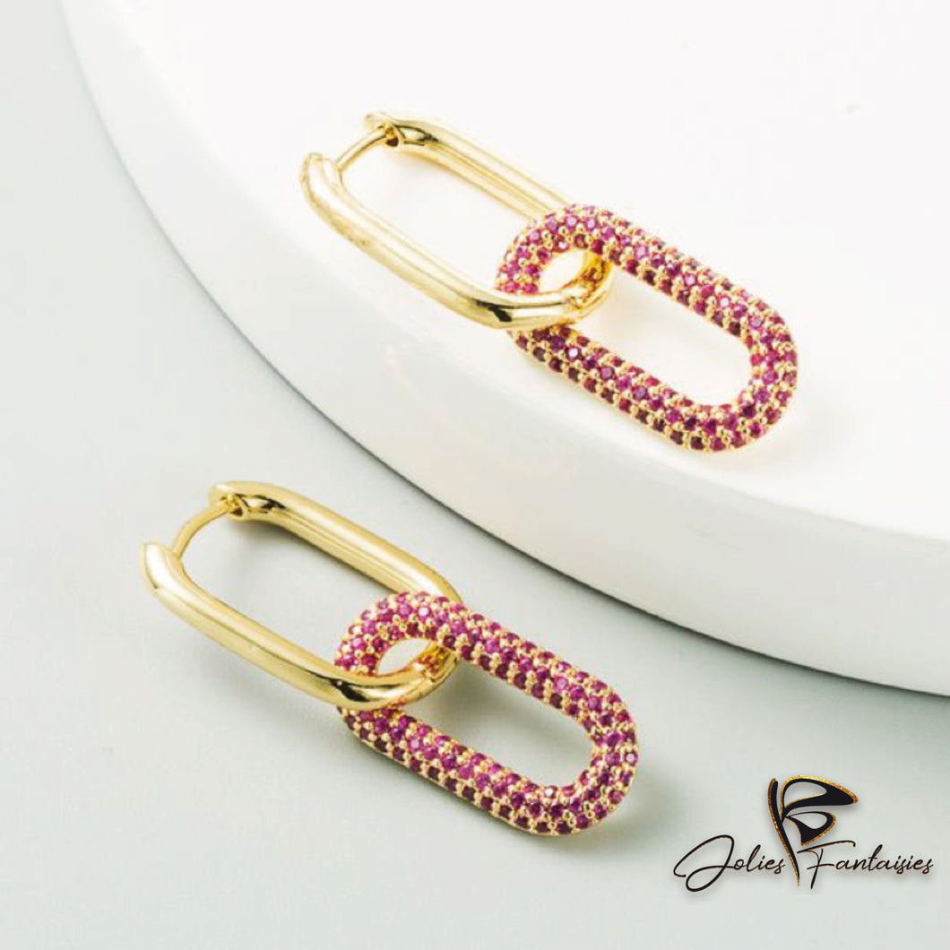 Boucle d'oreille plaqué or en cuivre - Quatre coloris disponibles