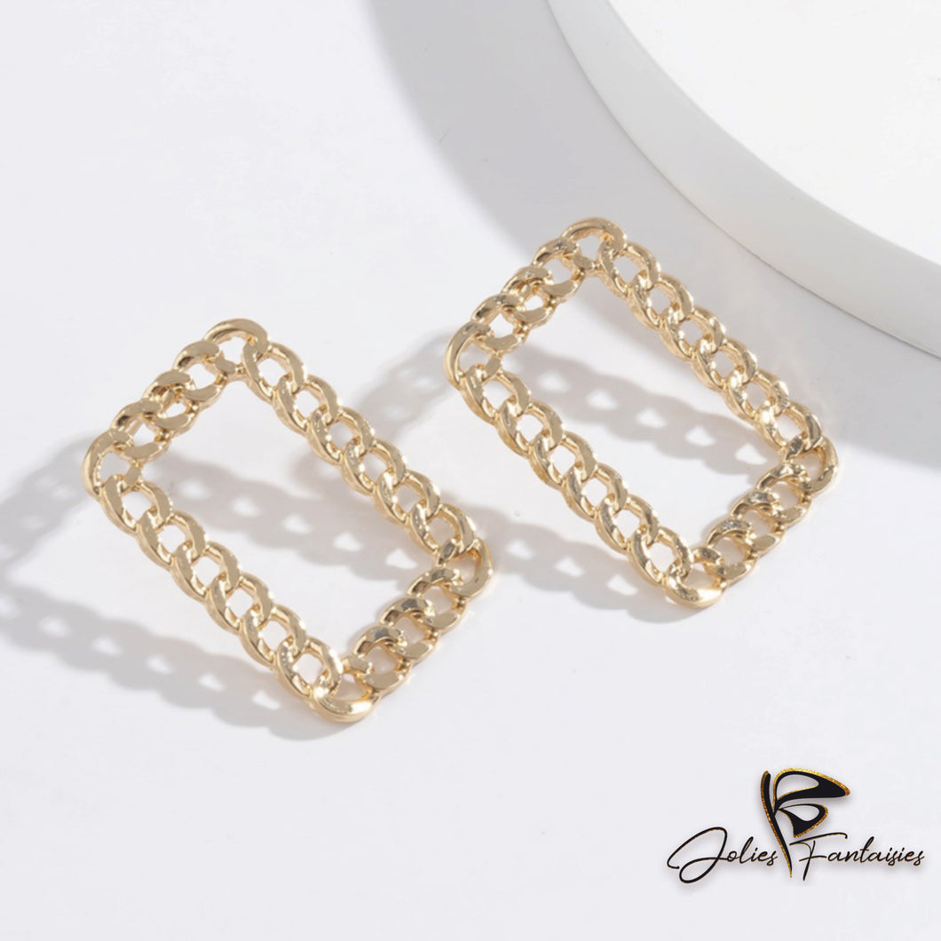 Boucles d'oreilles mailles rectangulaires - Deux coloris disponibles