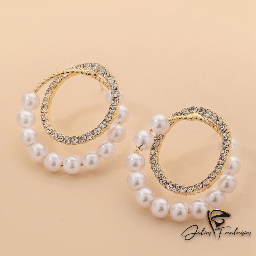 Boucles d'oreilles strass et perles