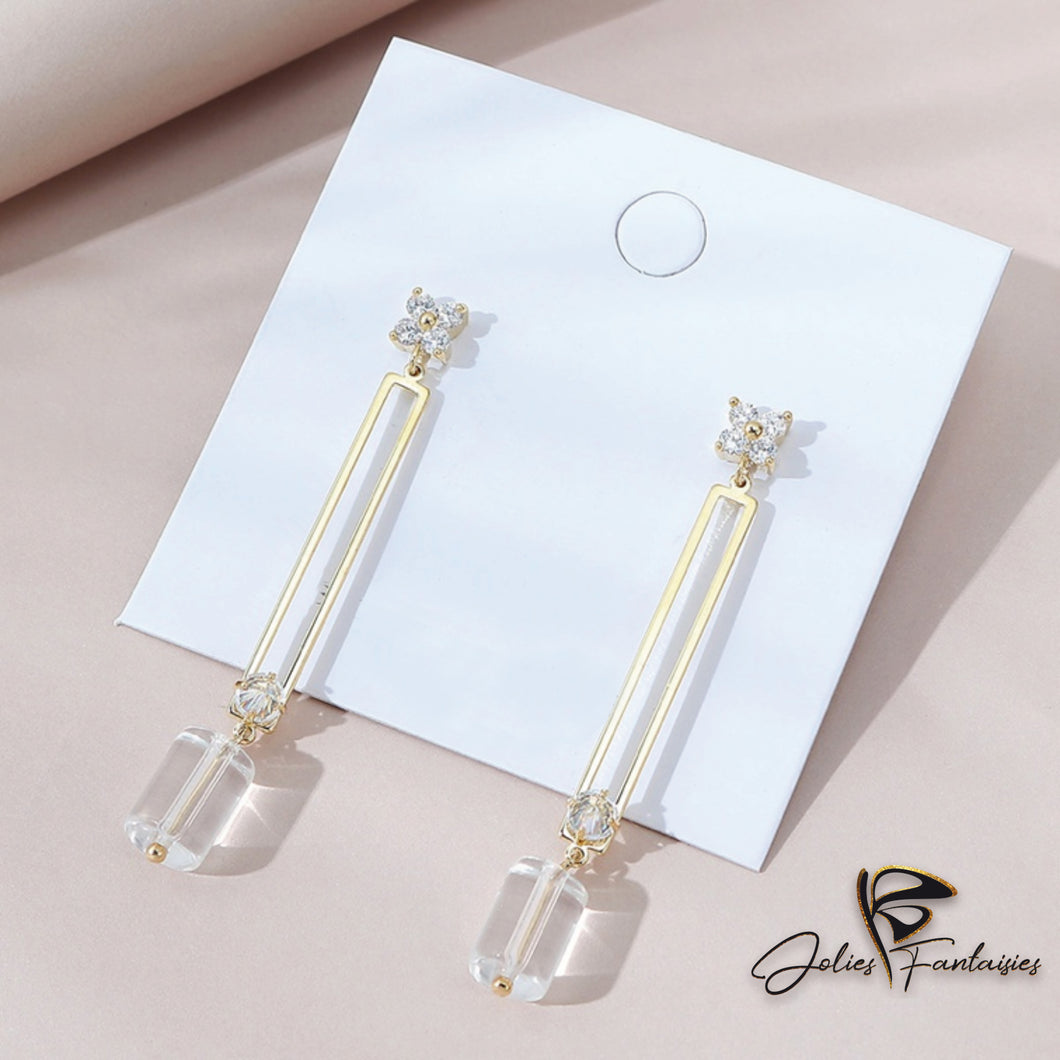 Boucles d'oreilles longues en verre - Deux coloris disponibles