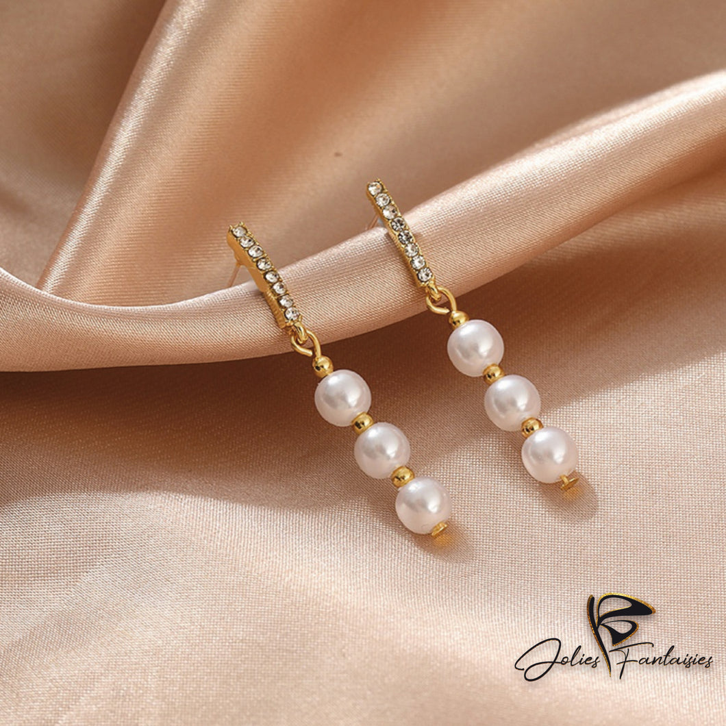 Boucles d'oreilles mi longues en perles