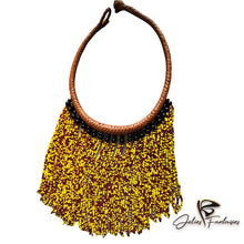 Charger l&#39;image dans la galerie, Collier en Cuir et Perles - Jaune
