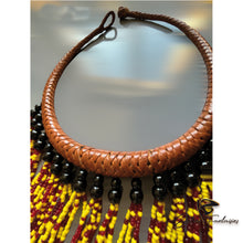 Charger l&#39;image dans la galerie, Collier en Cuir et Perles - Jaune
