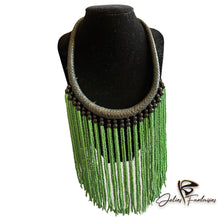 Charger l&#39;image dans la galerie, Collier en Cuir et Perles - Vert
