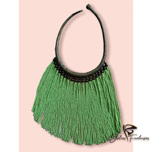 Charger l&#39;image dans la galerie, Collier en Cuir et Perles - Vert
