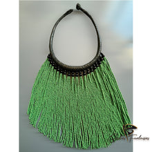 Charger l&#39;image dans la galerie, Collier en Cuir et Perles - Vert
