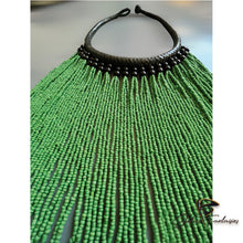 Charger l&#39;image dans la galerie, Collier en Cuir et Perles - Vert
